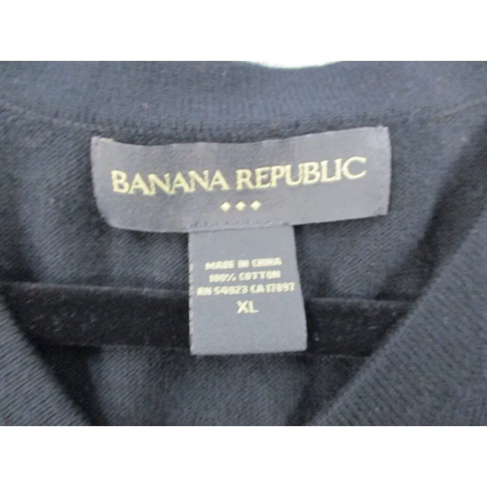 Banana Republic Mens Navy Blue V-Neck Long Sleeve Sweater XL 100% Cotton Made In